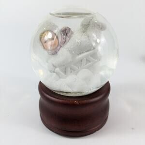 Baby Sledding Snow Globe Waterglobe We Wish You A Merry Christmas Winter Holiday